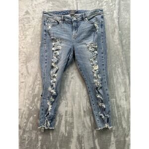 Torrid Jeans Womens Sz 14S Blue High Rise Straight Classic Denim Distressed Pant